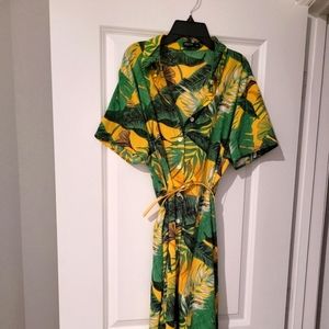 SHEIN Yellow & Green Tropical Print Curve Dress Size XL